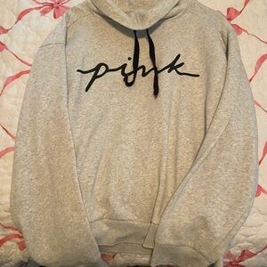PINK Victoria's Secret Gray Hoodie with Script Design